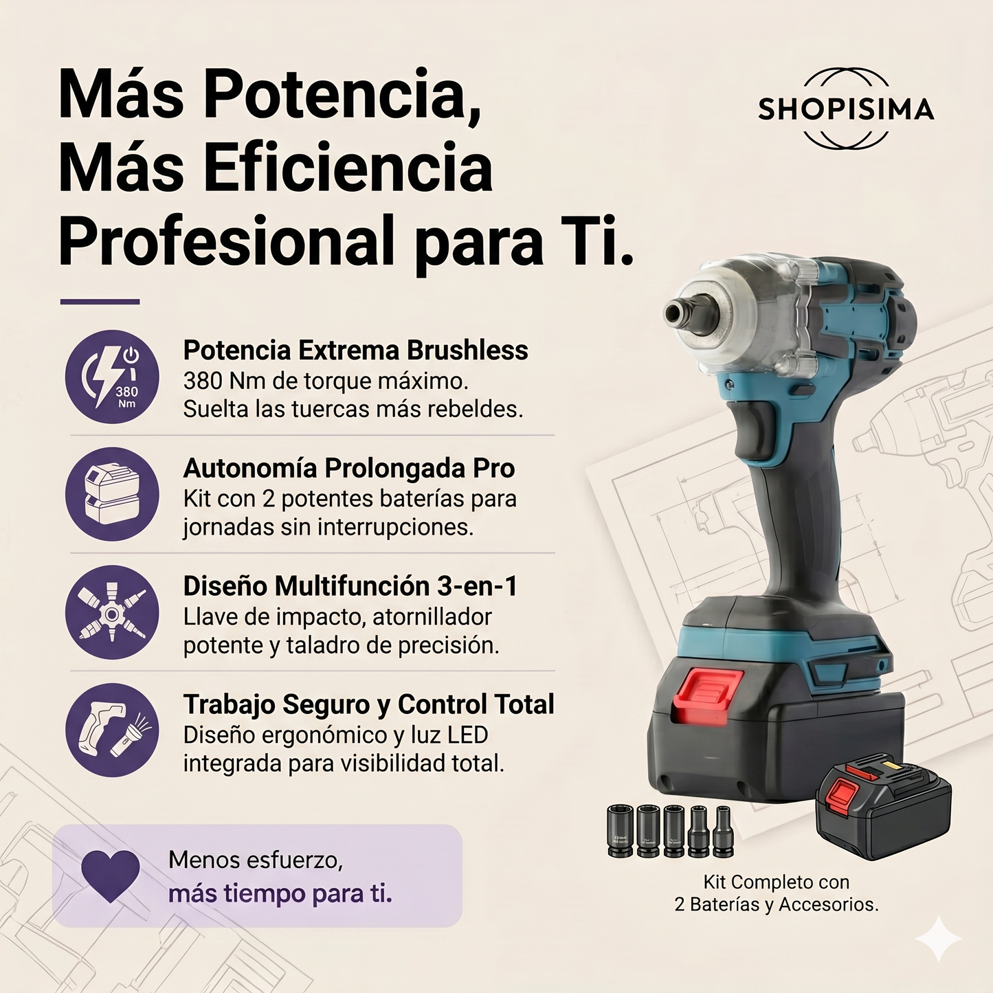 Llave Taladro Inalámbrico + Accesorios