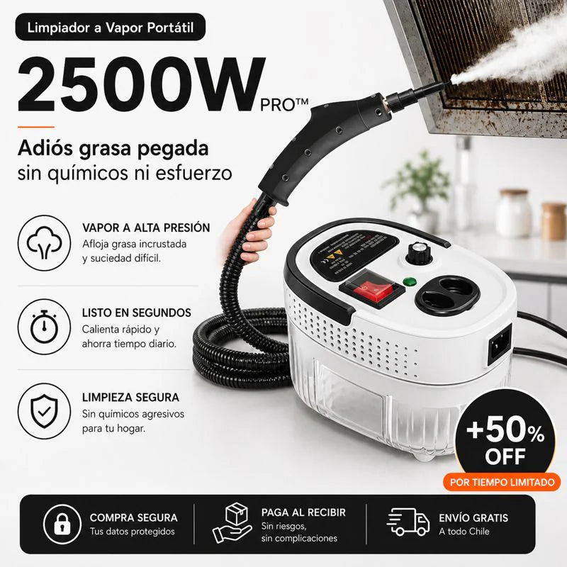 Sistema de Limpieza a Vapor Alta Presión 2500W | Nivel Semi-Profesional