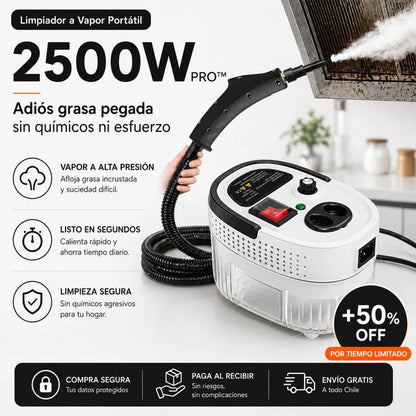 Sistema de Limpieza a Vapor Alta Presión 2500W | Nivel Semi-Profesional