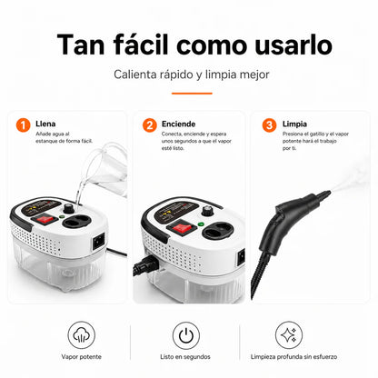 Sistema de Limpieza a Vapor Alta Presión 2500W | Nivel Semi-Profesional
