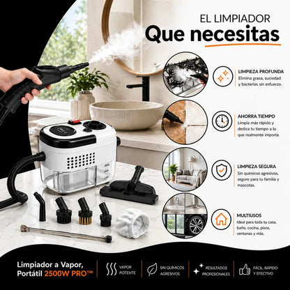 Sistema de Limpieza a Vapor Alta Presión 2500W | Nivel Semi-Profesional
