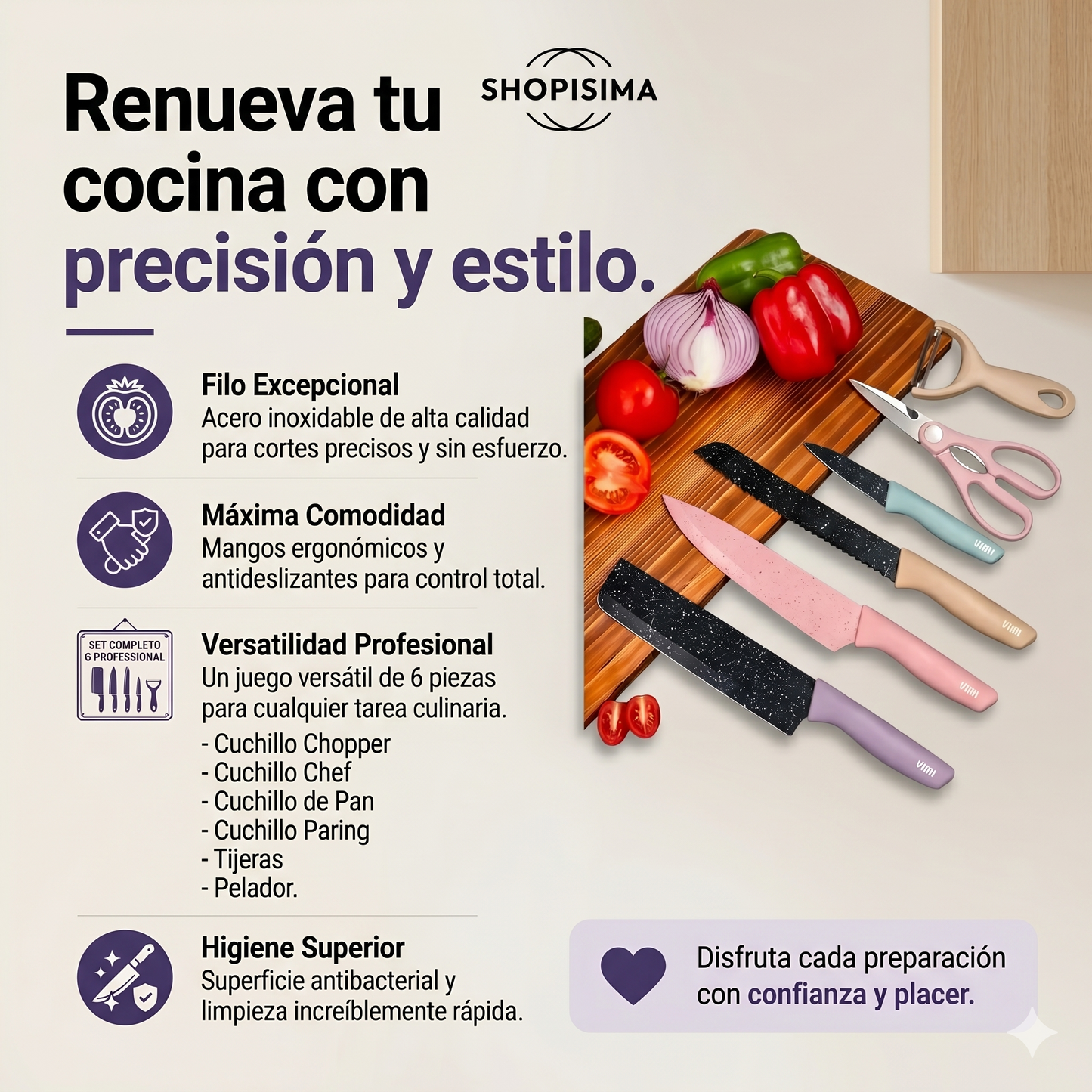 Set juego de cuchillos completo